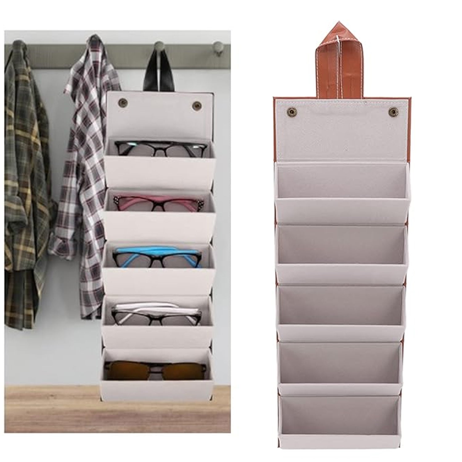 5 Slots Sunglasses Organizer Box, Glass Holder Box, spectacle case of sunglasses, Specs case, Foldable Travel Glasses Case Storage (1 Pc) 5 Slots Sunglasses Organizer Box, Glass Holder Box, spectacle case of sunglasses, Specs case, Foldable Travel Glasses Case Storage (1 Pc)